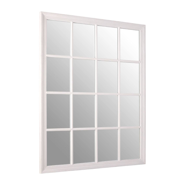 Premier Housewares Hawthorne Antique White Finish Wooden Grid Wall Mirror