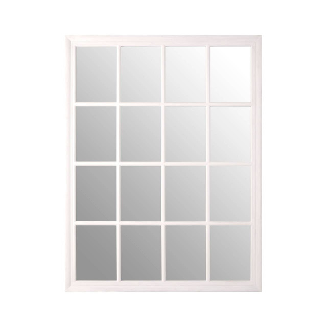 premier housewares Hawthorne Antique White Finish Wooden Grid Wall Mirror