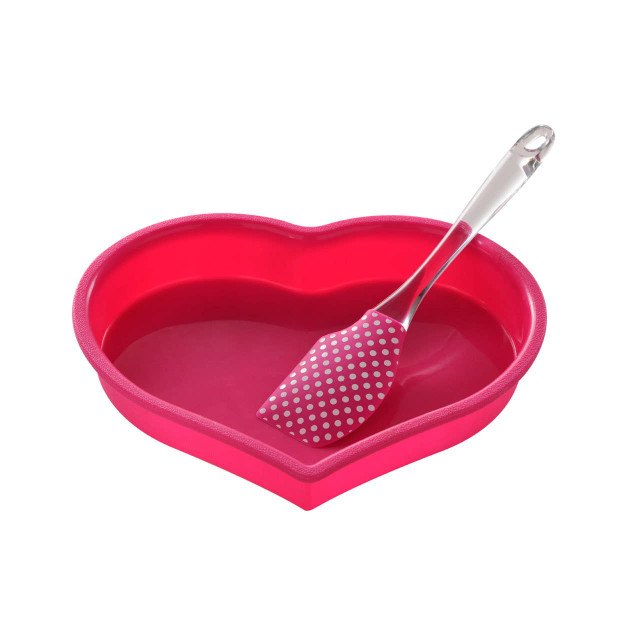 Premier Housewares Heart Silicone Mould And Spatula Baking Set