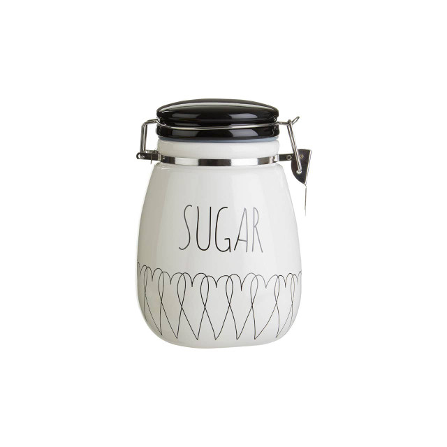 Premier Housewares Heartlines Ceramic Clip Top Lid Sugar Canister