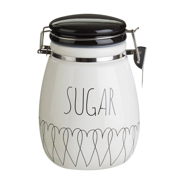 Premier Housewares Heartlines Ceramic Clip Top Lid Sugar Canister