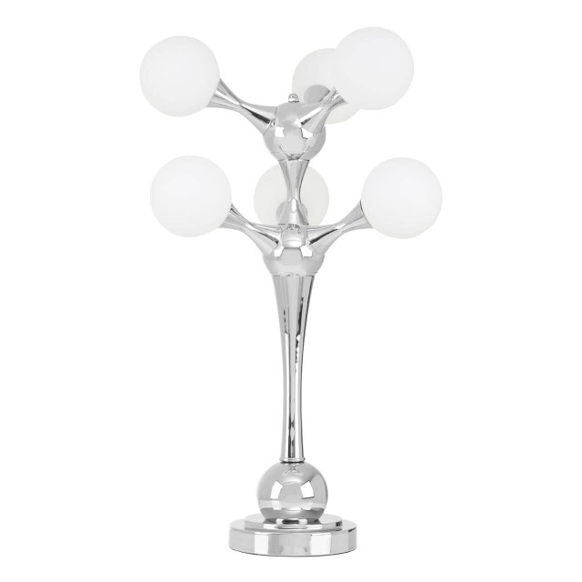 premier housewares Heba Chrome 6 Light Table Lamp with Glass Shades