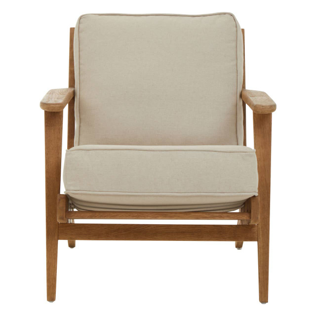 premier housewares Hector Natural Linen and Oak Wood Armchair