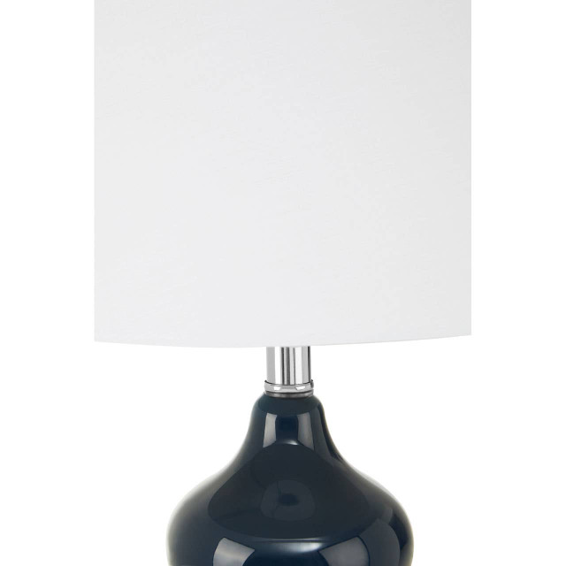 Premier Housewares Heidy Blue Glass Table Lamp With White Shade