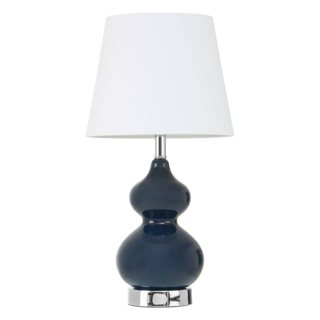 premier housewares Heidy Blue Glass Table Lamp with White Shade
