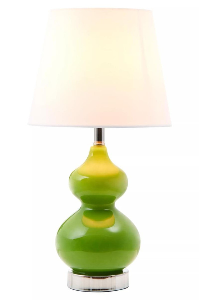 Premier Housewares Heidy Green Glass Table Lamp With White Shade
