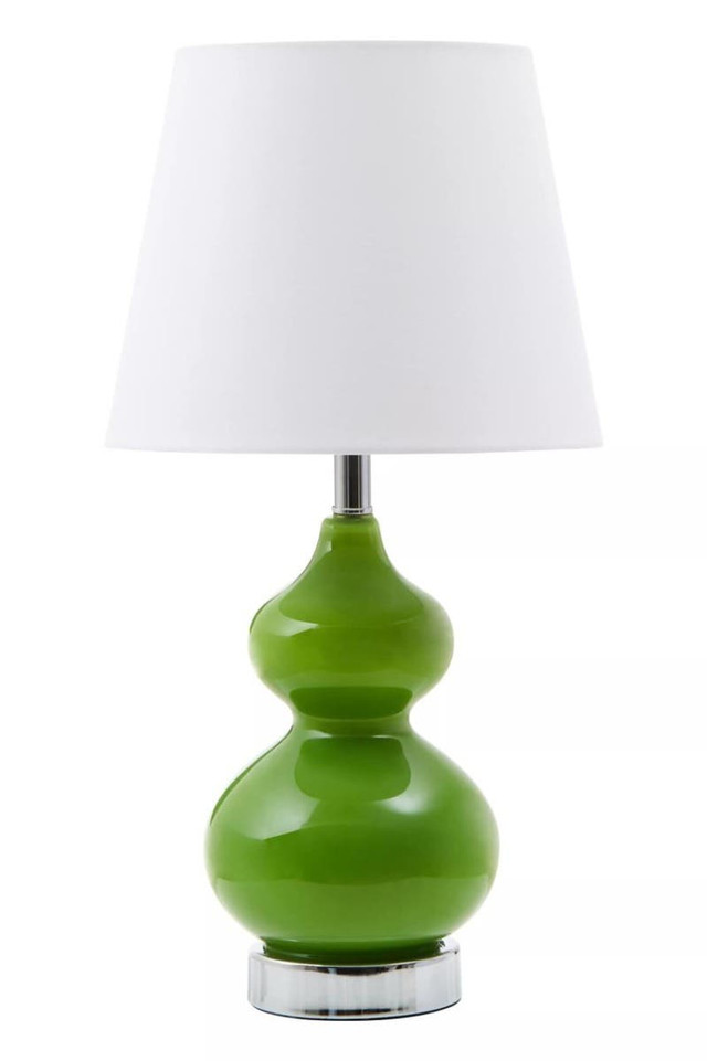 premier housewares Heidy Green Glass Table Lamp With White Shade