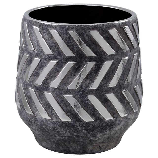 Premier Housewares Helaine Grey And Silver Large Ceramic Planter