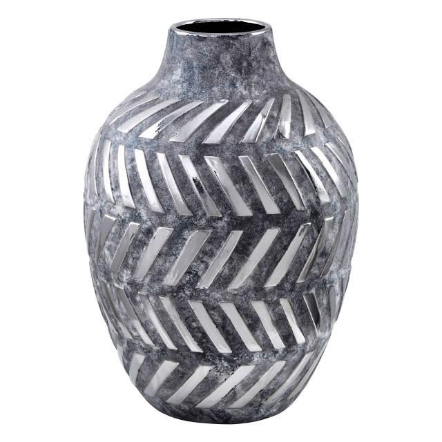Premier Housewares Helaine Grey And Silver Large Vase
