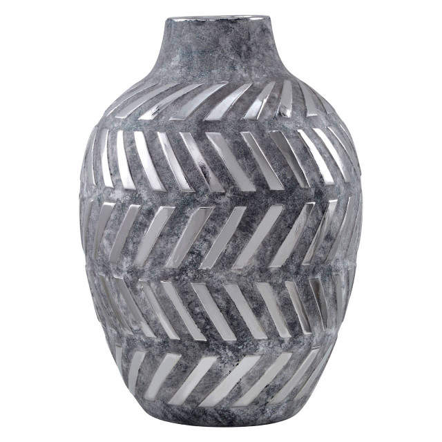 premier housewares Helaine Grey and Silver Large Vase