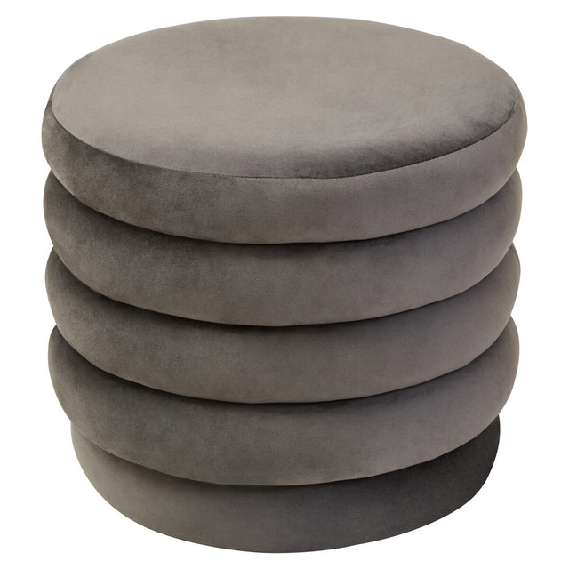 premier housewares Helen Graphite Velvet Round Footstool