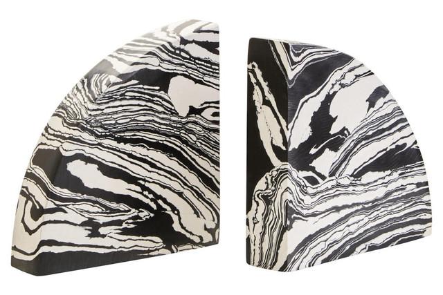 Premier Housewares Helsa Black And White Marble Set Of Two Bookends