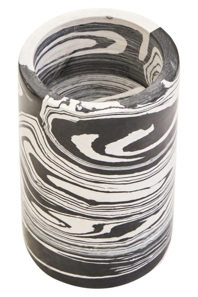 Premier Housewares Helsa Black And White Marble Two Way Candle Holder