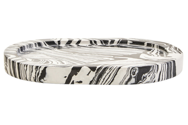 Premier Housewares Helsa Black And White Oval Marble Tray