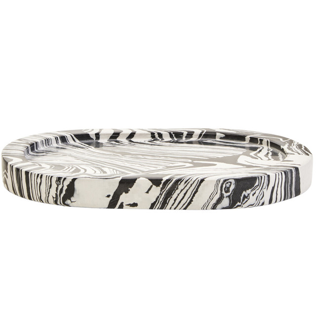 premier housewares Helsa Black And White Oval Marble Tray