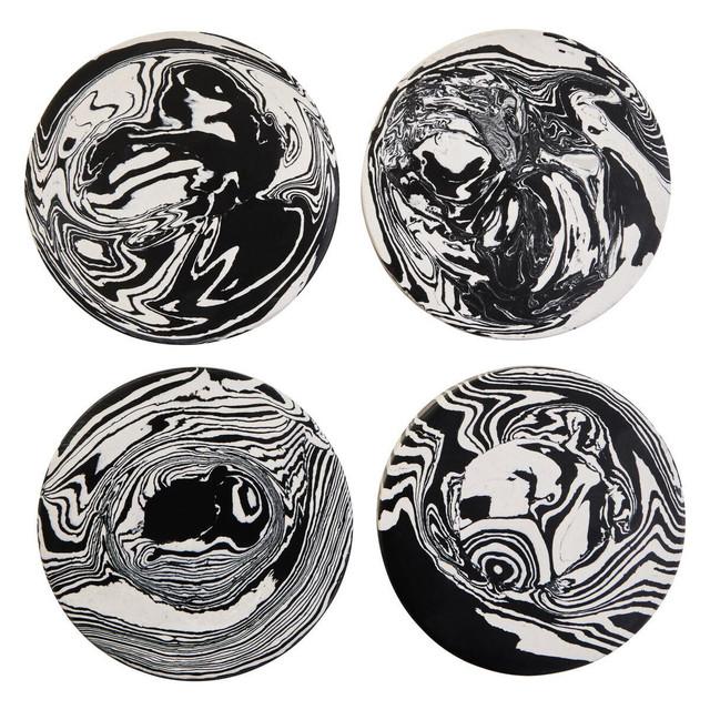 premier housewares Helsa Set of Four Black And White Marble Coasters