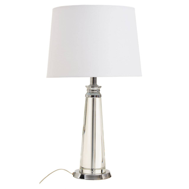 Premier Housewares Helvetia Clear Crystal Table Lamp With Chrome Base