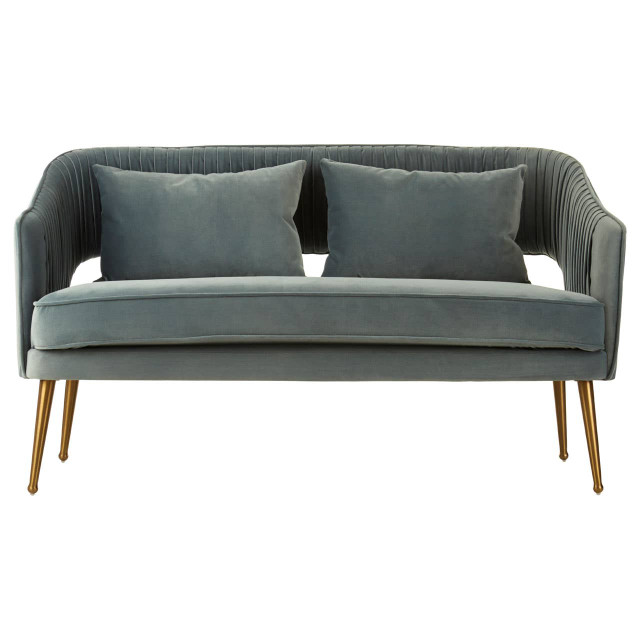Premier Housewares Hendricks 2 Seater Dusky Blue Velvet Sofa