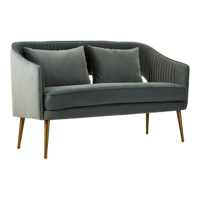 Premier Housewares Hendricks 2 Seater Dusky Blue Velvet Sofa