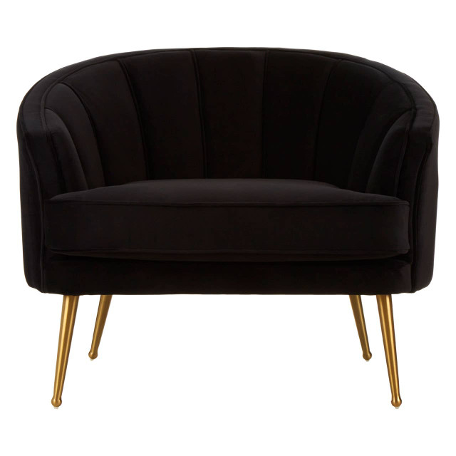 Premier Housewares Hendricks Black Velvet Chair With Gold Finished Legs