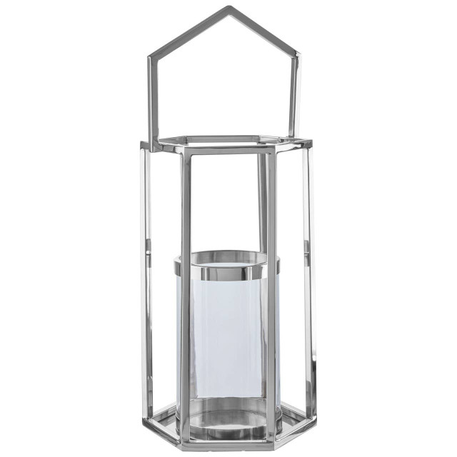Premier Housewares Herber Large Silver Hexagonal Lantern