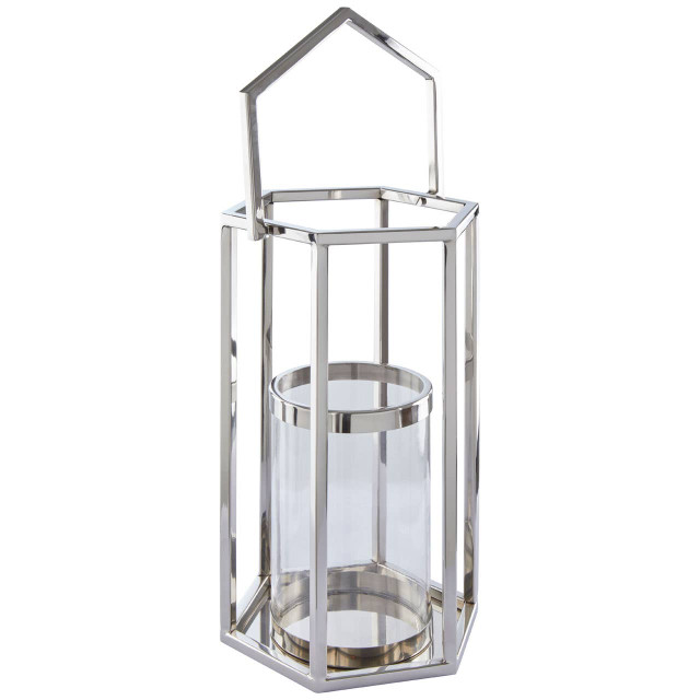 Premier Housewares Herber Large Silver Hexagonal Lantern
