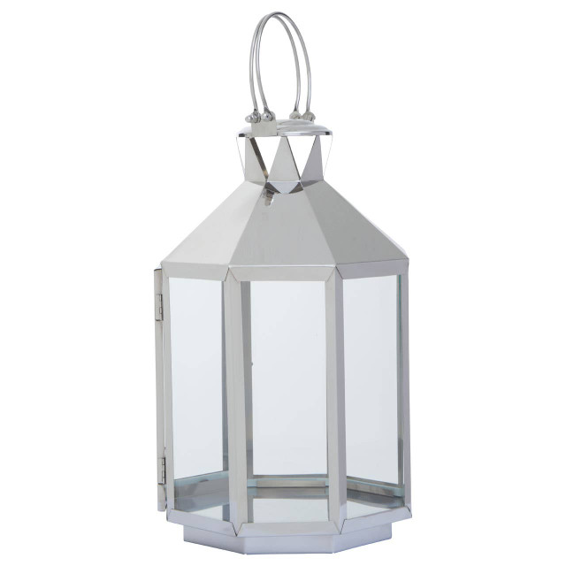 Premier Housewares Herber Large Silver Steel Lantern