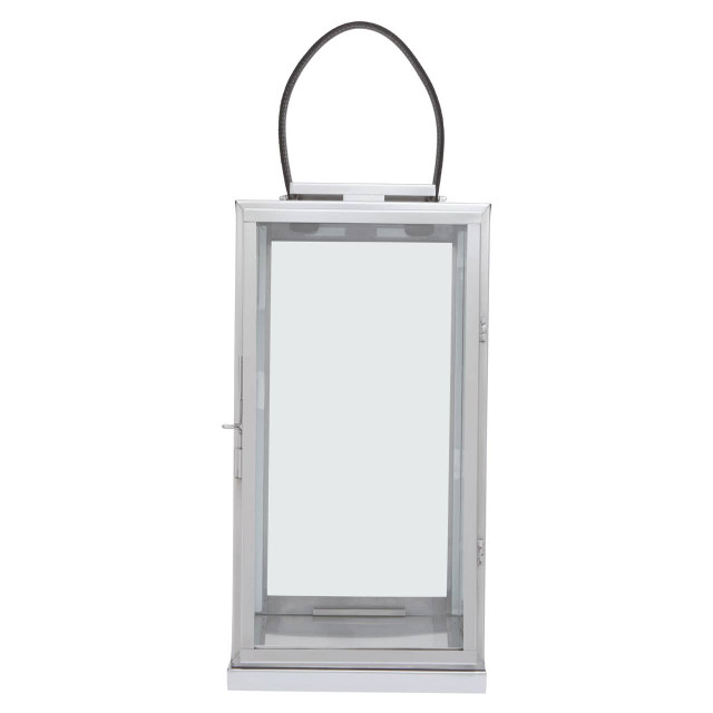 Premier Housewares Herber Large Silver Steel With Hair On Leather Handle Lantern