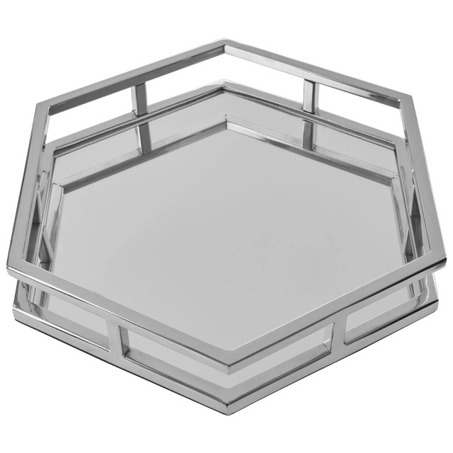 Premier Housewares Herber Silver Finish Hexagonal Tray