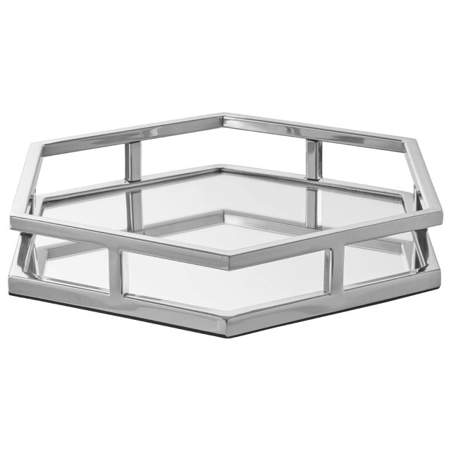 Premier Housewares Herber Silver Finish Hexagonal Tray