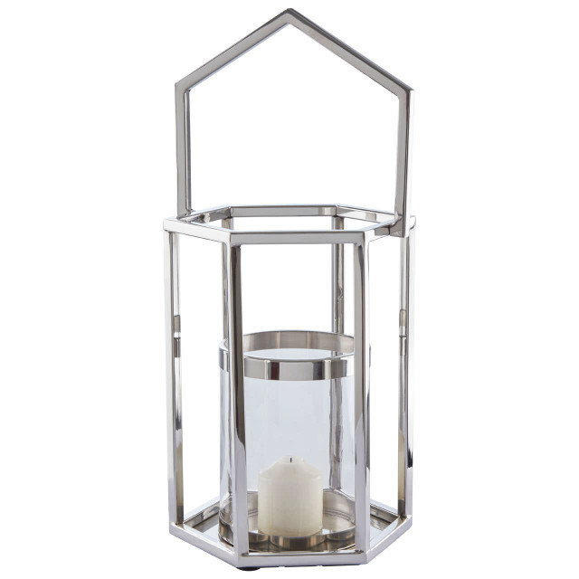 Premier Housewares Herber Small Silver Hexagonal Lantern