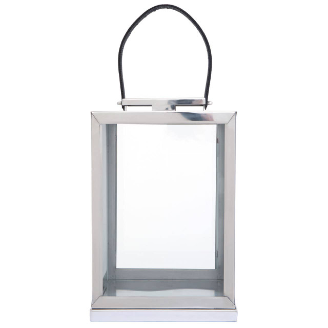 Premier Housewares Herber Small Silver Steel With Hair On Leather Handle Lantern