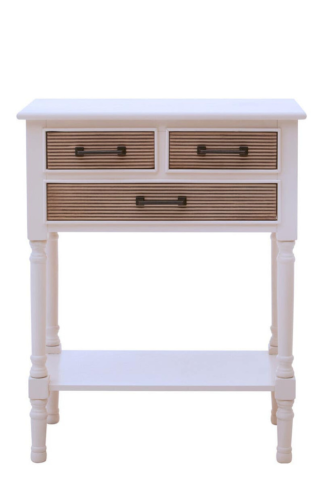 Premier Housewares Heritage 3 Drawers Pearl White Console Table