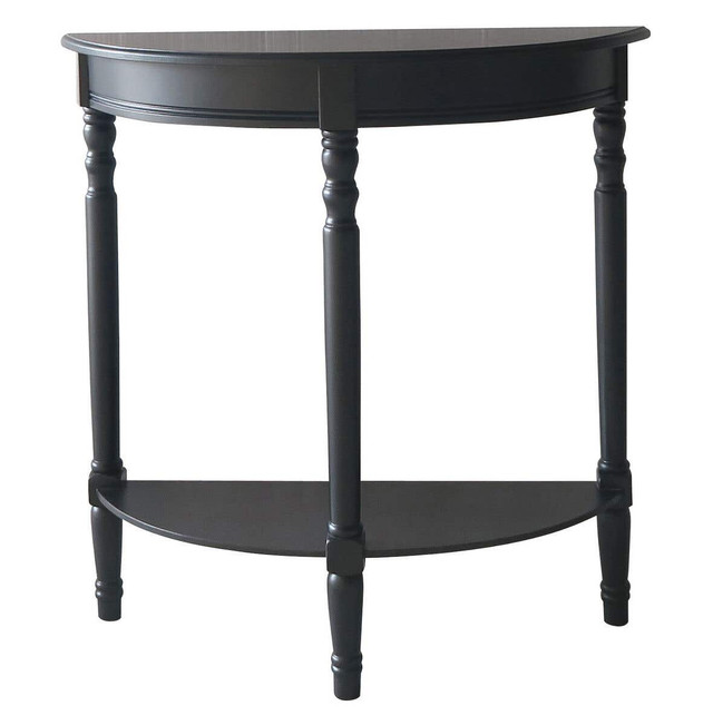 Premier Housewares Heritage Black Pine Wood Half Moon Console Table