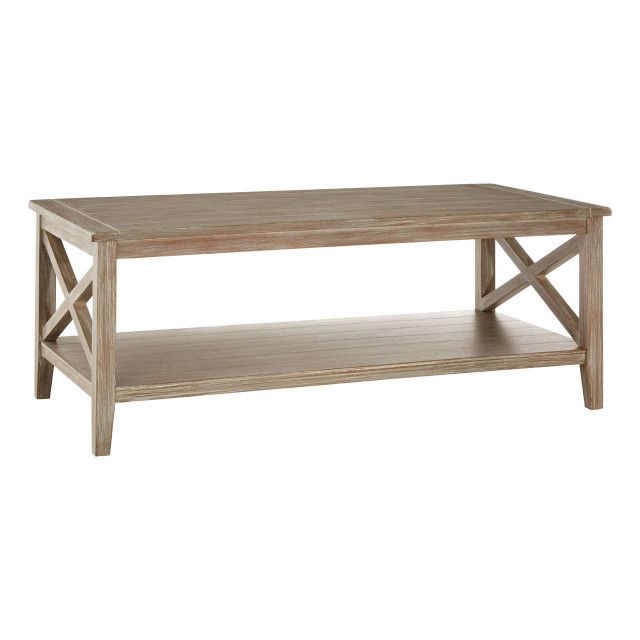 Premier Housewares Heritage Coffee Table With Grey Pine Wood Washed Finish