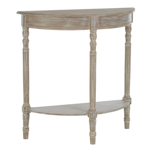 Premier Housewares Heritage Half Moon Console Table With Pine Wood Grey Washed Finish
