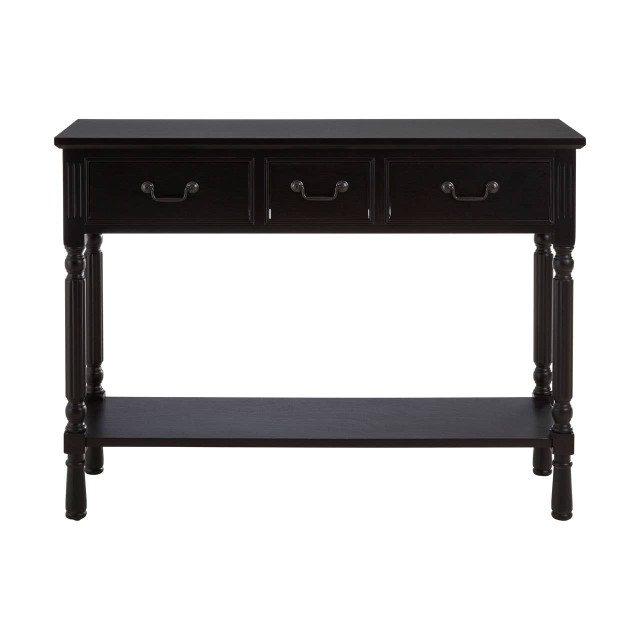 Premier Housewares Heritage Three Drawer Vintage Black Console Table