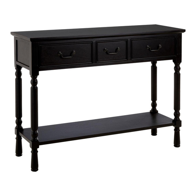 premier housewares Heritage Three Drawer Vintage Black Console Table