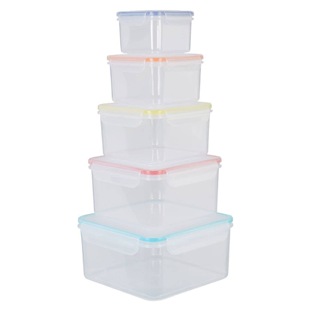 Premier Housewares Herrela 5pc Square Food Containers With Airtight Lids