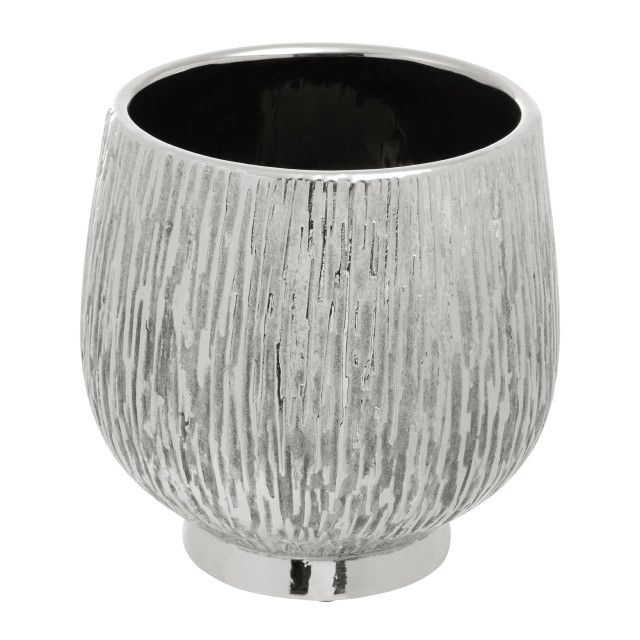 Premier Housewares Hesper Large Silver Ceramic Planter