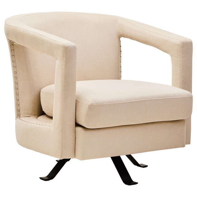 Premier Housewares Hestia Beige Velvet Swivel Chair