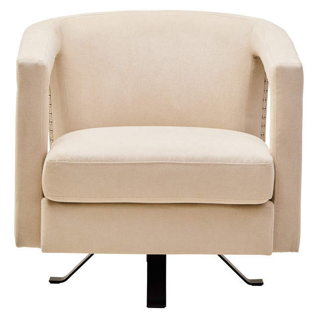 Premier Housewares Hestia Beige Velvet Swivel Chair