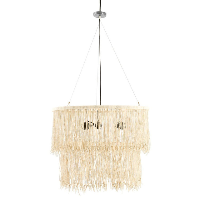 premier housewares Hestina Cream Leather Ceiling Light