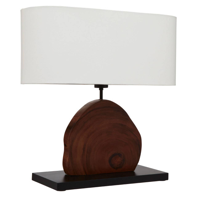 Premier Housewares Hestina Table Lamp With Curved Wood Base