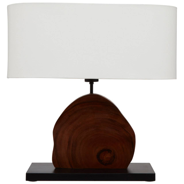 premier housewares Hestina Table Lamp with Curved Wood Base