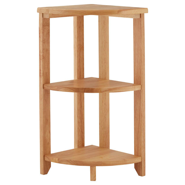 premier housewares Heva Three Tier Tropical Hevea Wood Corner Shelf Unit