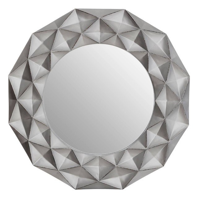 premier housewares Hexa 3D Effect Light Silver Wall Mirror