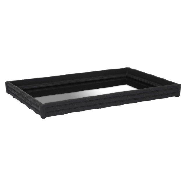 Premier Housewares Hiba Black Finish Bamboo Effect Mirrored Tray