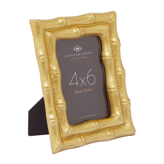 Premier Housewares Hiba Gold Finish Bamboo Effect Photo Frame 4x6in