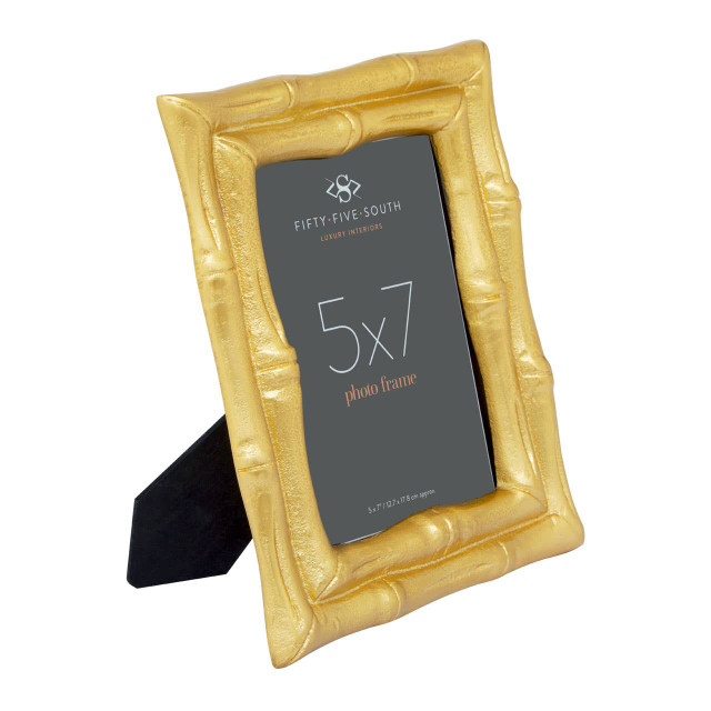 Premier Housewares Hiba Gold Finish Bamboo Effect Photo Frame 5x7in